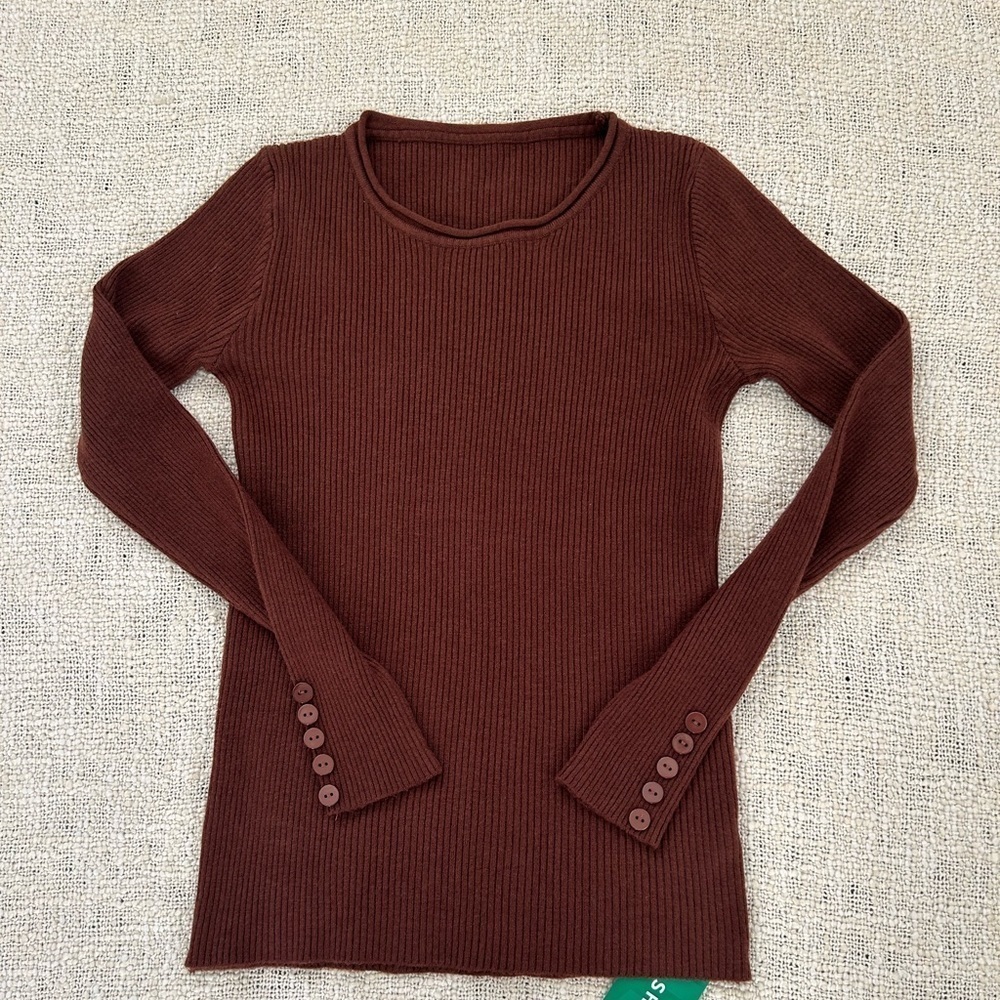 SHEIN brown ribbed top Size XS